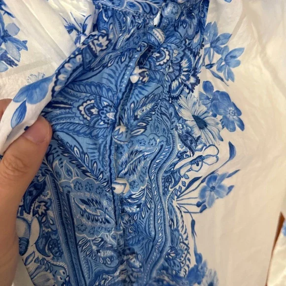 Boston Proper Wildflowers Print Peasant Shirt 100% cotton - Picture 5 of 8